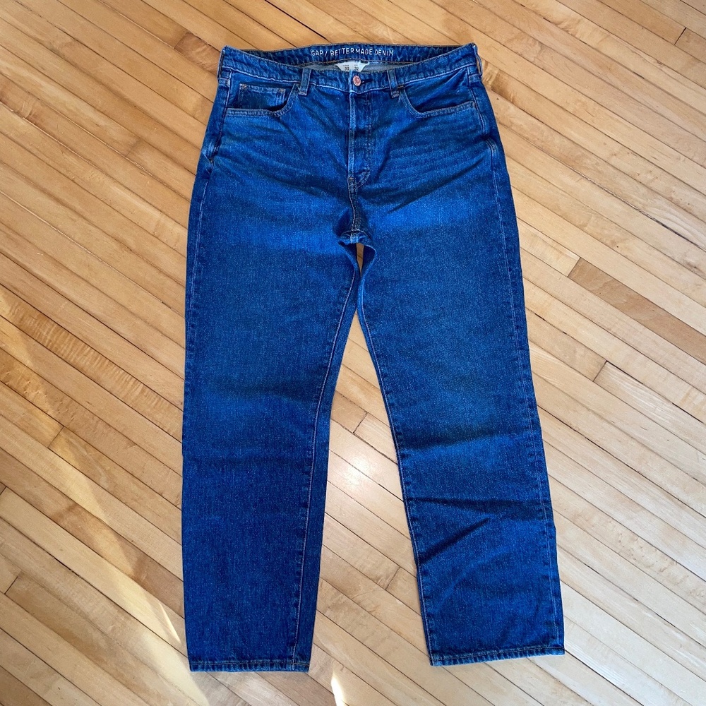 GAP BetterMade Denim Button Fly Unisex Straight Leg Cotton Hemp Unisex W30/M32